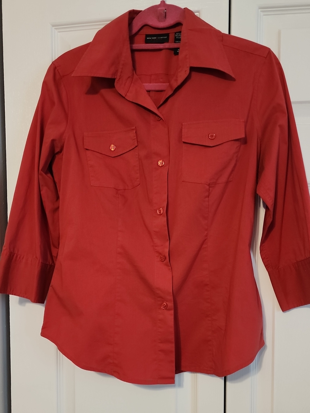 New York & Company Women's Rust Button-Down Shirt